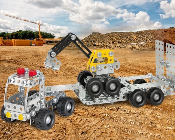 Joc constructie camion cu remorca si excavator - imagine 9