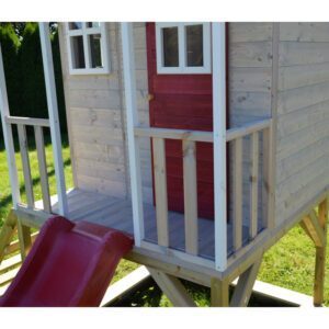 casuta de gradina nordic adventure house cu platforma cu loc pentru nisip tobogan si leagan dublu m30r wendi toys 5