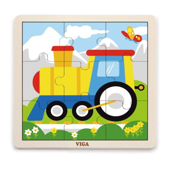 Puzzle din 9 piese mari - tren - imagine 3