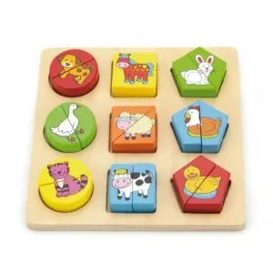 puzzle din cuburi din lemn cu animale 1 1