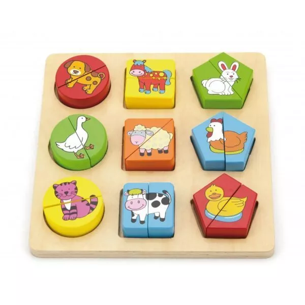 puzzle din cuburi din lemn cu animale 1 1