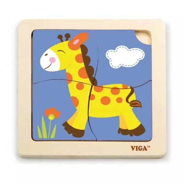 puzzle din lemn din 4 piese mari girafa 1 1