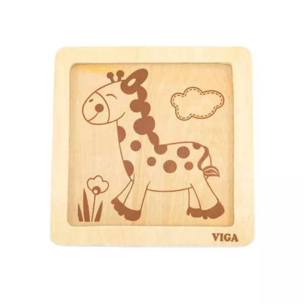 puzzle din lemn din 4 piese mari girafa 1