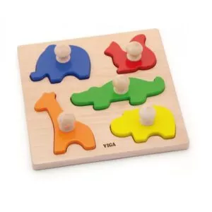 puzzle montessori cu maner animale viga 2