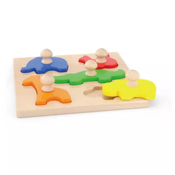 puzzle montessori cu maner animale viga