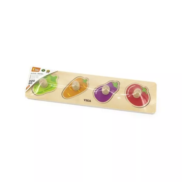 puzzle montessori cu maner legume viga 1