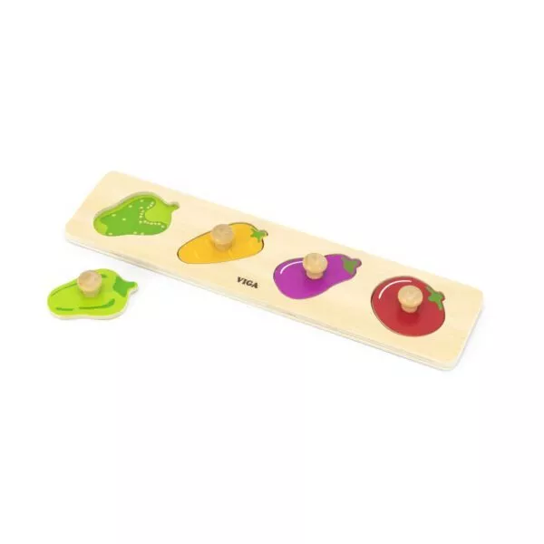 puzzle montessori cu maner legume viga 3