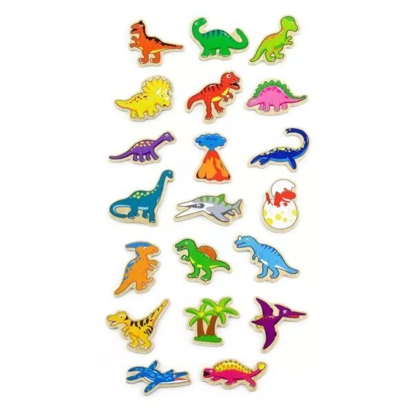 set dinozauri magnetici din lemn 20 buc viga